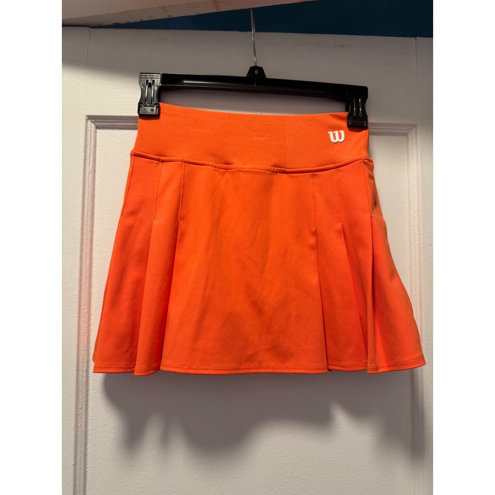 Wilson Womens Tennis Skirt Pleated Athletic Skort Neon Orange Small